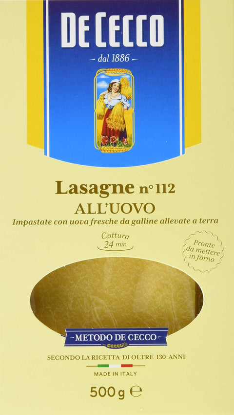 DE CECCO Kurze Pasta De Cecco Ital. Lasagne, 6er Pack (6 x 500 g) 8001250211125