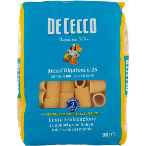 De Cecco Mezzi Rigatoni N°26 Nudeln aus Hartweizengrieß 10x500g Original italienisch Pasta