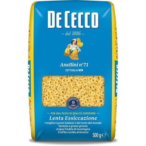 De Cecco Kurze Pasta De Cecco Pasta 100% Italienisch Anellini n° 71 kurze Pasta 500g 5x Original italienisch 8001250120717