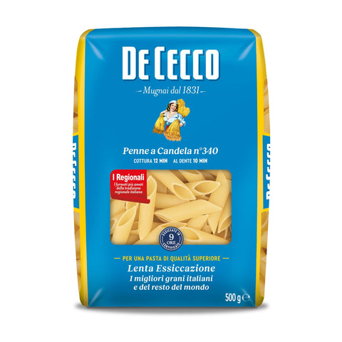 DE CECCO Kurze Pasta De Cecco Pasta 100% Italienisch Penne a Candela n° 340 kurze Pasta 500g 8001250053404