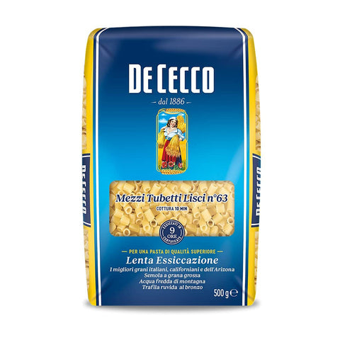 De Cecco Pasta 500 Stück glatte Tuben - [12 Stück] Original italienisch