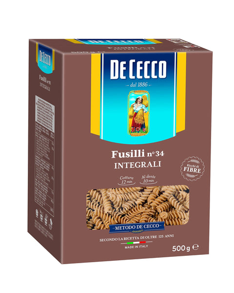 DE CECCO Kurze Pasta De Cecco Premium Vollweizen Fusilli Pasta 500 g - 6 Stück