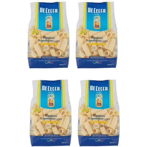 De Cecco Kurze Pasta De Cecco Rigatoni Napoletani Kurze Pasta, 500 g, 4 Stück italienisch Original 8001250121240