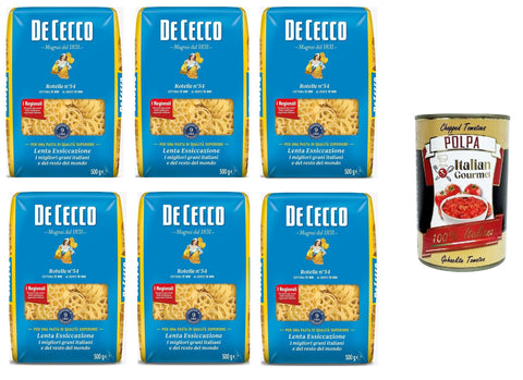 De Cecco Kurze Pasta De Cecco Rotelle n° 54, Pasta di semola di grano duro Nudeln aus Hartweizengrieß 6x500gr+ Italian Gourmet polpa 400g 8001250120540
