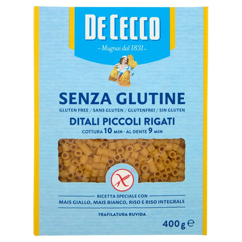 DE CECCO Kurze Pasta DE CECCO Senza Glutine - Ditali Piccoli Rigati N.69, 400g Original italienisch 8001250014160