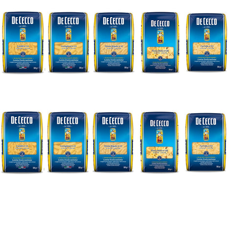 De Cecco TESTPAKET Pasta italienisch (10 x 500 g) 5 Arten von Nudeln kurze Nudeln (Fusilli Tortiglioni Penne Rigate P.Mista Farfalle) Original