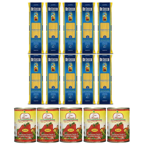 De Cecco Längliche Pasta 10x Pasta De Cecco 100% Italienisch Spaghettini n. 11 Nudeln 500 g + Zia Rosa DOP Pomodoro San Marzano Tomate aus Kampanien Dose von 400 g 5x400 g Original 8001250060129