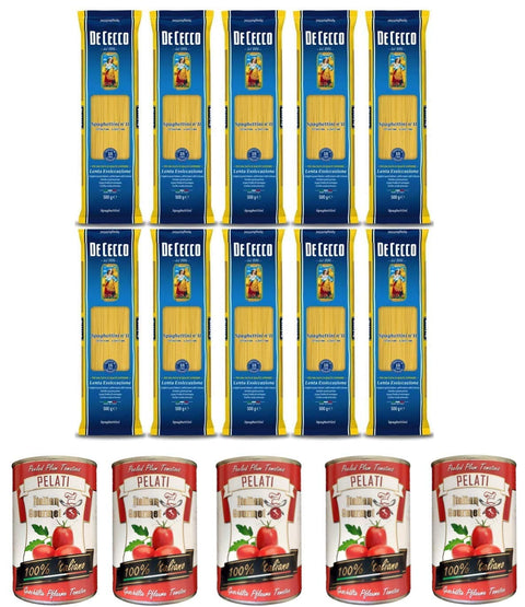 De Cecco Längliche Pasta 10x Pasta De Cecco 100% Italienisch Spaghettini n. 11 Nudeln 500g + Italian Gourmet 100% italienische geschälte Tomaten dosen 5x 400g 8001250120342