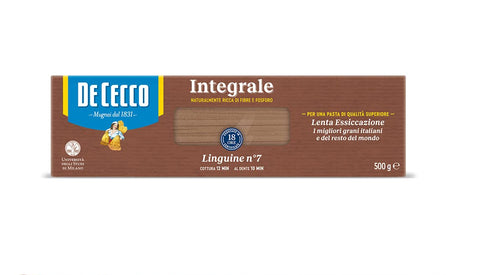De Cecco Längliche Pasta 12x De Cecco Linguine n° 7 Integrali Vollkornnudeln Vollkorn Pasta 500g Packung 8001250310071