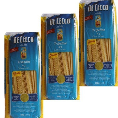 De Cecco Längliche Pasta 3x De Cecco Nudeln 'Tripoline' n.3, 500 g 8001250050038
