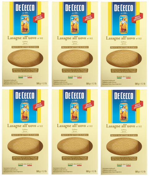 De Cecco Längliche Pasta De Cecco Lasagne all Uovo N°112 (6 X 500g) 8001250211125