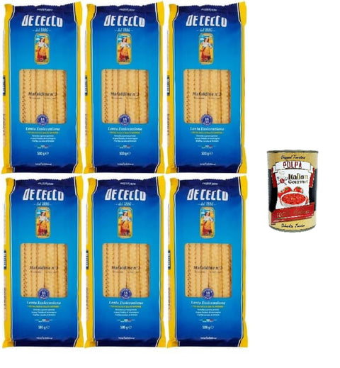 De Cecco Längliche Pasta De Cecco Mafaldine Pasta, 6er Pack (6 x 500g), Italienische Bandnudeln aus Hartweizengrieß, + Italian Gourmet polpa 400g