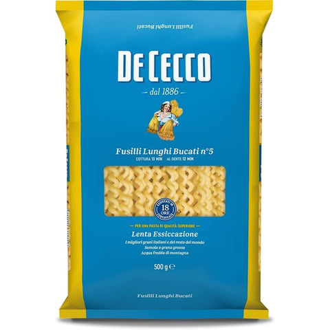 De Cecco Längliche Pasta De Cecco Pasta 100% Italienisch Fusilli Lunghi Bucati n. 5 Nudeln 500g 10x Original italienisch 8001250120052