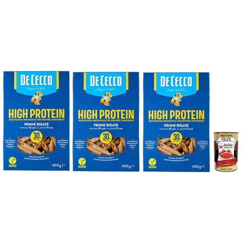 De Cecco Penne rigate Nr. 41, High protein, Italienische Hartweizennudeln, 3 Packungen à 400 g, Pasta aus 100% italienischem Hartweizen italienisch Original