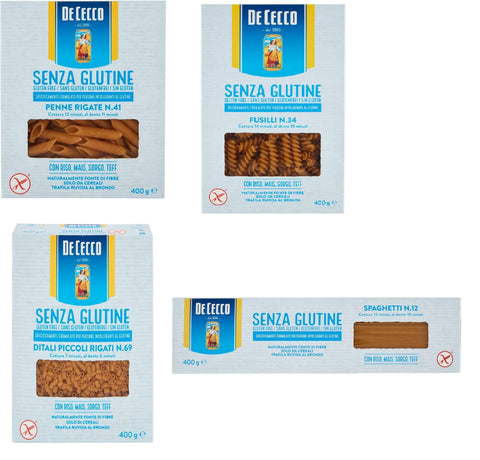 De Cecco Längliche Pasta TESTPAKET De Cecco senza Glutine Glutenfrei pasta nudeln 4 x 400G 8001250013859