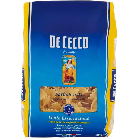 De Cecco Pasta 100% Italienisch Farfalle n. 93 Nudeln 500 g Nudelgerichte Original