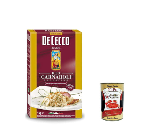 De Cecco Nudelgerichte 12x De Cecco Riso Carnaroli Superfino - Mittelkorn-Reis für Risotto, 1000gr+ Italian Gourmet polpa 400g 8001250008510