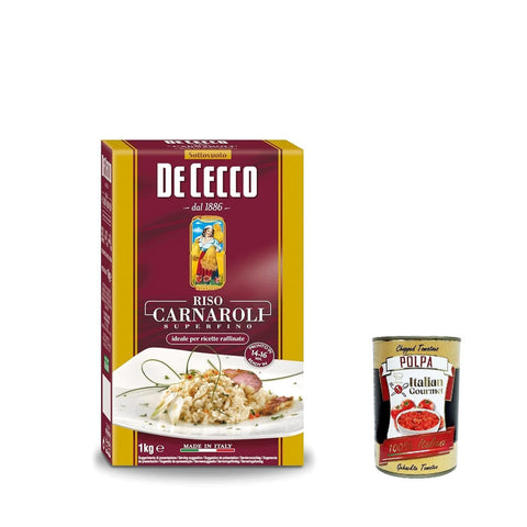 De Cecco Riso Carnaroli Superfino - Mittelkorn-Reis für Risotto 1000 g 12x italienisch Original + kostenlos polpa 400 g