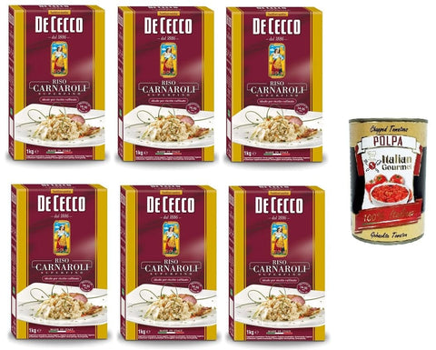 De Cecco Nudelgerichte 6x De Cecco Riso Carnaroli Superfino - Mittelkorn-Reis für Risotto, 1000gr+ Italian Gourmet polpa 400g 8001250008510
