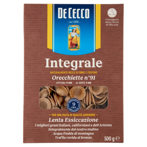 De Cecco Nudeln & Pasta 10x Pasta De Cecco Orecchiette integrali n. 91 Vollkor italienisch Nudeln 500 g + Italian Gourmet polpa 400g 8001250005984