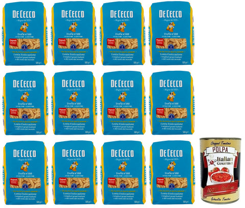 De Cecco Nudeln & Pasta 12x De Cecco Trofie N°188 Hartweizengrieß Pasta,Italienischer Weizen,500g-Packung + Italian Gourmet Polpa di Pomodoro 400g Dose 8001250016256