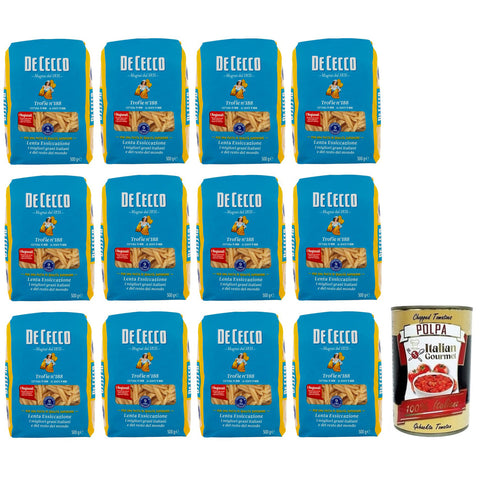 De Cecco Trofie N°188 Hartweizengrieß Pasta Italienischer Weizen -Packung 500 g 12x italienisch Original + kostenlos Polpa di Pomodoro 400 g Dose