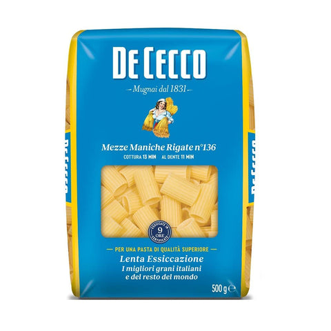 De Cecco Mezze Maniche Rigate n°136 Hartweizengrieß Pasta Italienische 500 g Packung Nudeln & Pasta italienisch Original