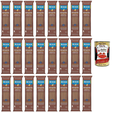 De Cecco Nudeln & Pasta 24x De Cecco Speghettoni Quadrati Integrali N°413 Hartweizengrieß Pasta,Vollkornnudeln,Italienischer Weizen,500g-Packung + Italian Gourmet Polpa di Pomodoro 400g Dose 8001250008831