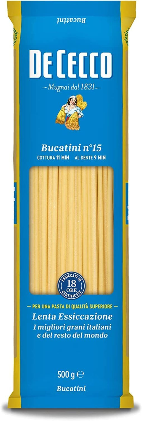 De Cecco Nudeln & Pasta 24x Pasta De Cecco 100% Italienisch Bucatini n. 15 Nudeln 500g + Italian Gourmet Polpa 400g 8001250120151