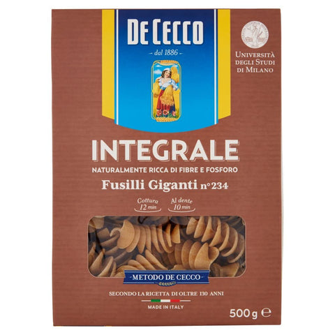 De Cecco Nudeln & Pasta 24x Pasta De Cecco Fusilli giganti integrali n. 234 Vollkor italienisch Nudeln 500 g + Italian Gourmet polpa 400g 8001250006202