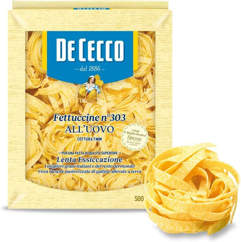 De Cecco Nudeln & Pasta 5x De Cecco Fettuccine pasta all'uovo Pasta mit Ei No.303 500g + Italian Gourmet polpa 500g 8001250253033