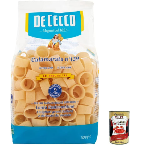 De Cecco Pasta De Cecco Le specialita' 100% Italienisch Calamarata n. 129 Nudeln 500 g 8x italienisch Original + kostenlos Polpa 400 g