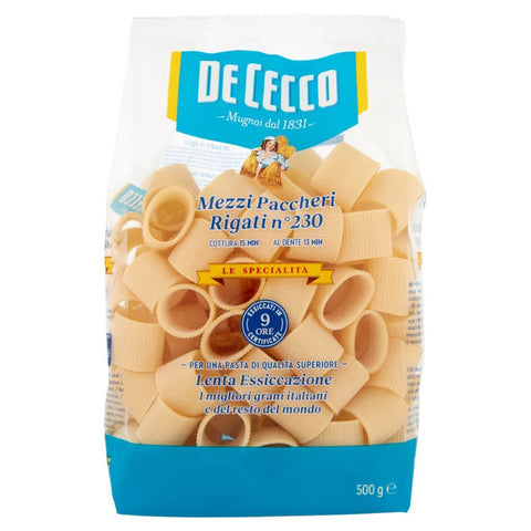 De Cecco Pasta Le specialita' 100% Mezzi Paccheri rigati n. 230 Nudeln 8x500g Original italienisch
