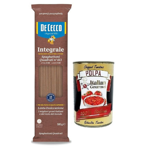 De Cecco Speghettoni Quadrati Integrali N°413 Hartweizengrieß Pasta Vollkornnudeln Weizen Packung 500g italienisch Original