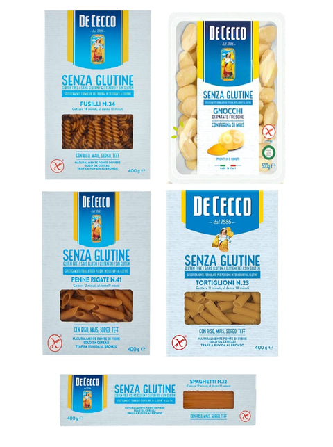 De Cecco Nudeln & Pasta Testpaket De Cecco senza Glutine Glutenfrei pasta nudeln 5x 400G + Italian Gourmet polpa 400g 8001250014146