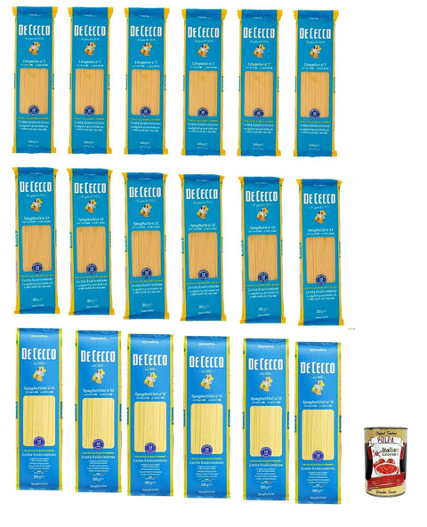 De Cecco Nudeln & Pasta Testpaket Spaghetti Spaghettini Linguine Pasta De Cecco 100% Italienisch 18x 500g + Italian Gourmet Polpa 400g 8001250120076