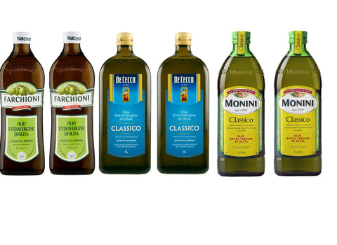 Monini Extra Natives Olivenöl 1L nativ olio extravergine di oliva Classico 2x Original italienisch inkl. 2x De Cecco Extra Natives Olivenöl 1L + 2x Farchioni Extra Natives Olivenöl 1L