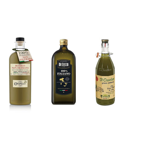 De Cecco Testpaket Olio Extra Vergine di Oliva Olivenöl extra vergine Farchioni Il Casolare Carapelli Non Filtrato De 3 x 1Lt italienisch Original