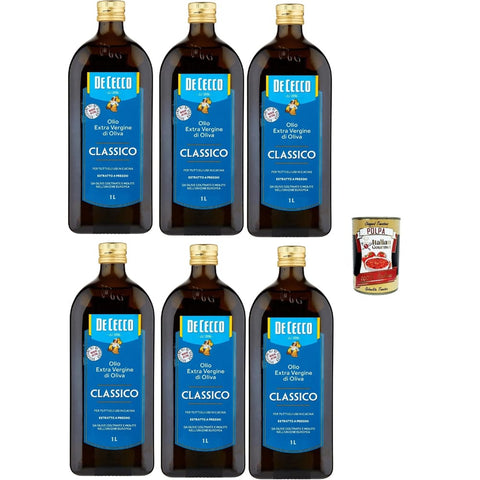 De Cecco Oliven De Cecco Classico Extra Vergines Olivenöl, Kaltgepresst, 6 Flaschen x 1 L, Ausgewogener Geschmack italienisch Original