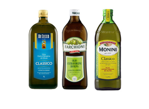 De Cecco Oliven Monini Extra Natives Olivenöl 1L nativ olio extravergine di oliva Classico + De Cecco Extra Natives Olivenöl 1L + Farchioni Extra Natives Olivenöl 1L 8001250220011