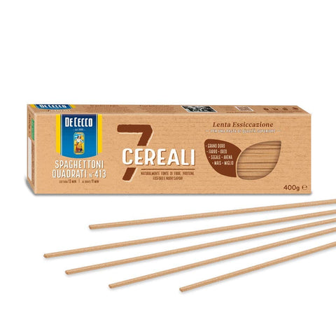 De Cecco Pasta 10x De Cecco 7 Cereali Spaghettoni Quadrati n° 413 Pasta mit 7 Müsli 100% Italienische 400g 8001250013712