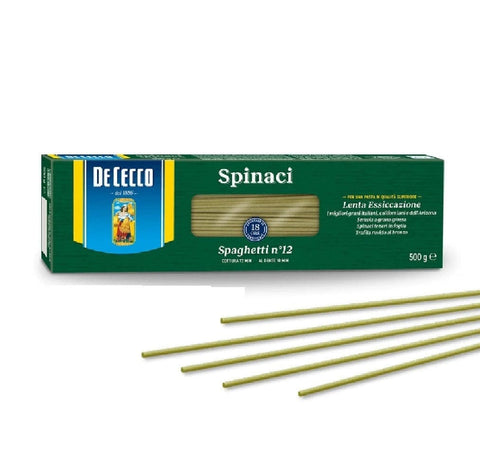De Cecco pasta 11x De Cecco Spaghetti con Spinaci n.12 Italienische Hartweizennudeln mit Spinat 500gr 8001250410122