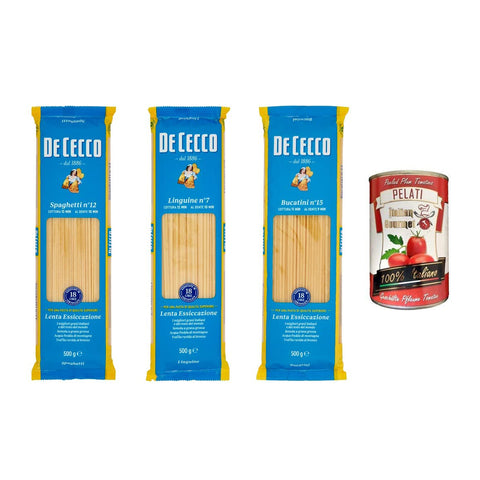 De Cecco TESTPAKET Pasta Spaghetti n°12 Linguine n°7 Bucatini n°15 3x500g Original italienisch