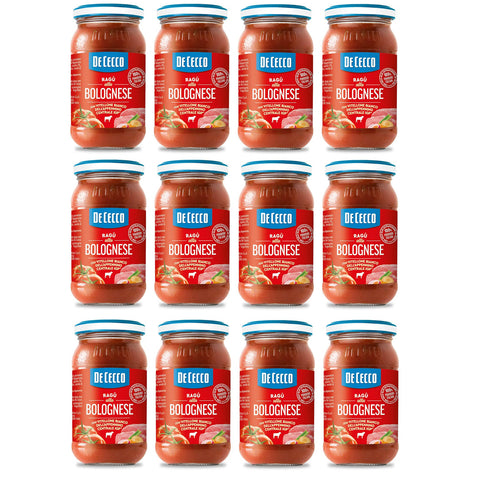 De Cecco Ragù alla Bolognese con Vitellone Bianco dell'Appenino Centrale IGP Sauce mit weißem Rindfleisch aus dem zentralen Apennin IGP mit 100% italienischen Tomaten 190g 12x Original italienisch