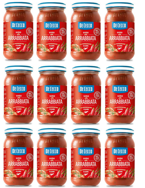 De Cecco Pastasaucen 12x De Cecco Sugo all'Arrabbiata con Peperoncino di Calabria Sauce mit Kalabrische Chili 100 % italienische Tomaten 200g 8001250006820