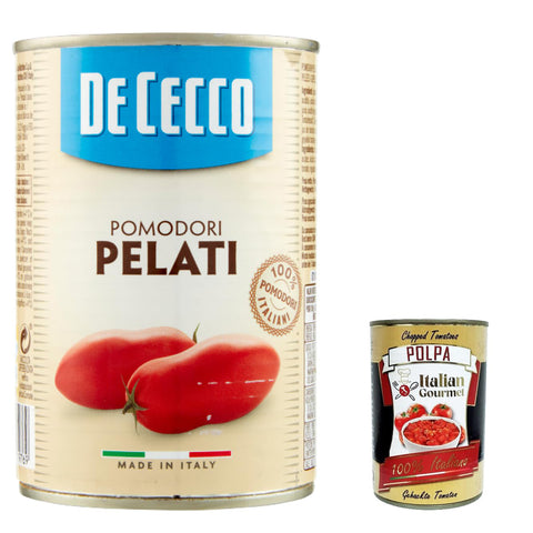 De Cecco Pomodori Pelati geschälte Tomaten 100% italienische Tomaten Tomatensauce 400 g 6x italienisch Original Pastasauce + kostenlos polpa 400 g