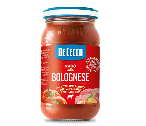 De Cecco Pastasaucen De Cecco Ragù alla Bolognese con Vitellone Bianco dell’Appenino Centrale IGP Sauce mit weißem Rindfleisch aus dem zentralen Apennin IGP mit 100% italienischen Tomaten 190g 8001250199119