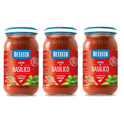 De Cecco Pastasaucen De Cecco Sugo al Basilico Genovese DOP Sauce mit Genoveser Basilikum mit 100% Tomaten 3x 200g italienisch Original 8001250006806