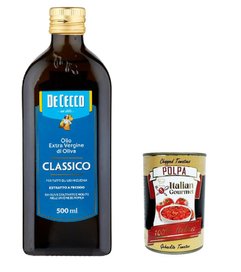 De Cecco Pasten & Kochsaucen 6x De Cecco Classico Natives Olivenöl Extra Olio Extra Vergine 500ml nativ + Italian Gourmet Polpa 8001250220028