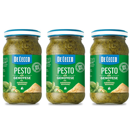 De Cecco Pesto alla Genovese con Parmigiano Reggiano senza aglio Pesto mit frischem Basilikum, Parmigiano Reggiano ohne 3x190g Original italienisch